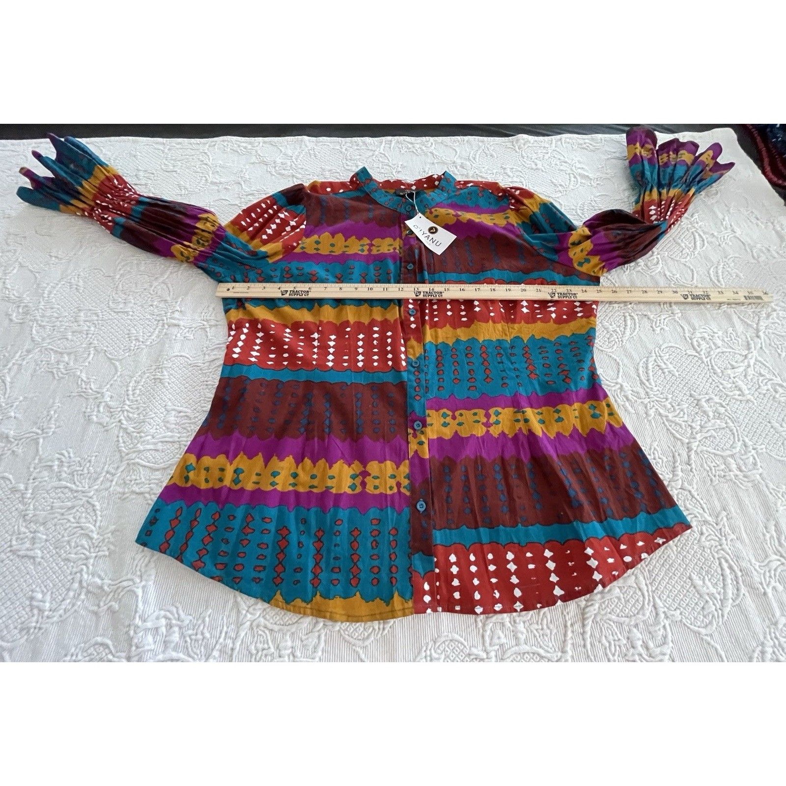 D'iyanu Dress Bold Blouse Color Blocks African Vibrant Colors Ladies 2x Nwt — image 3 of 8